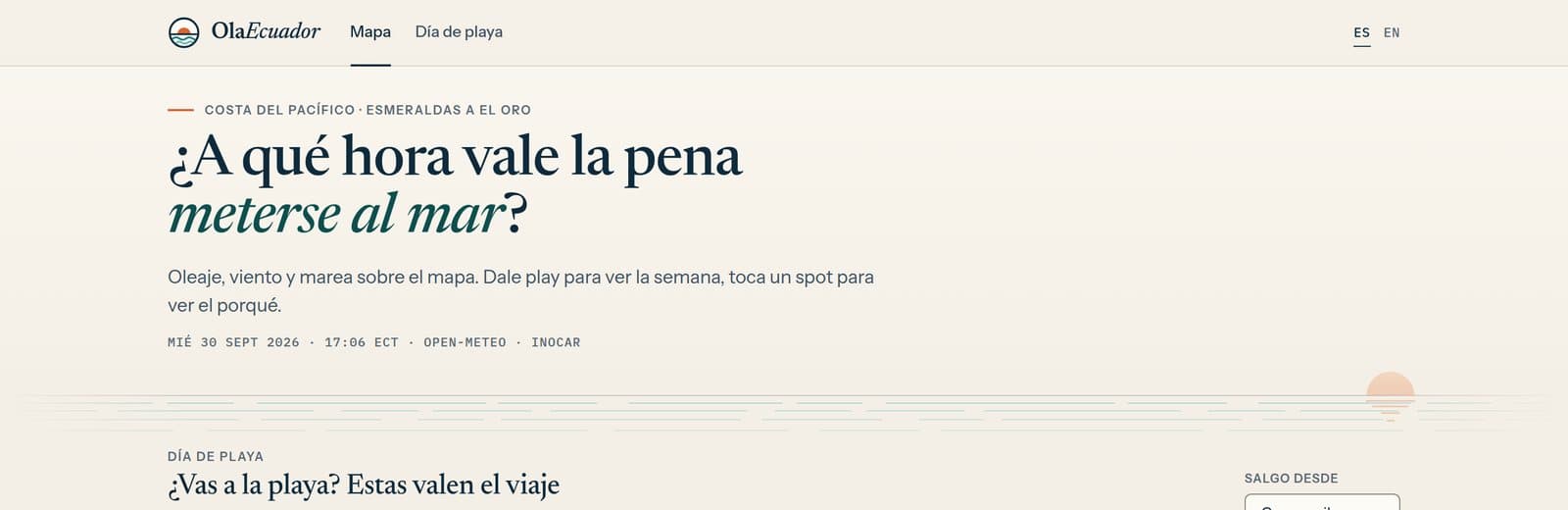 OlaEcuador — Een surfvoorspelling die haar eigen huiswerk controleert