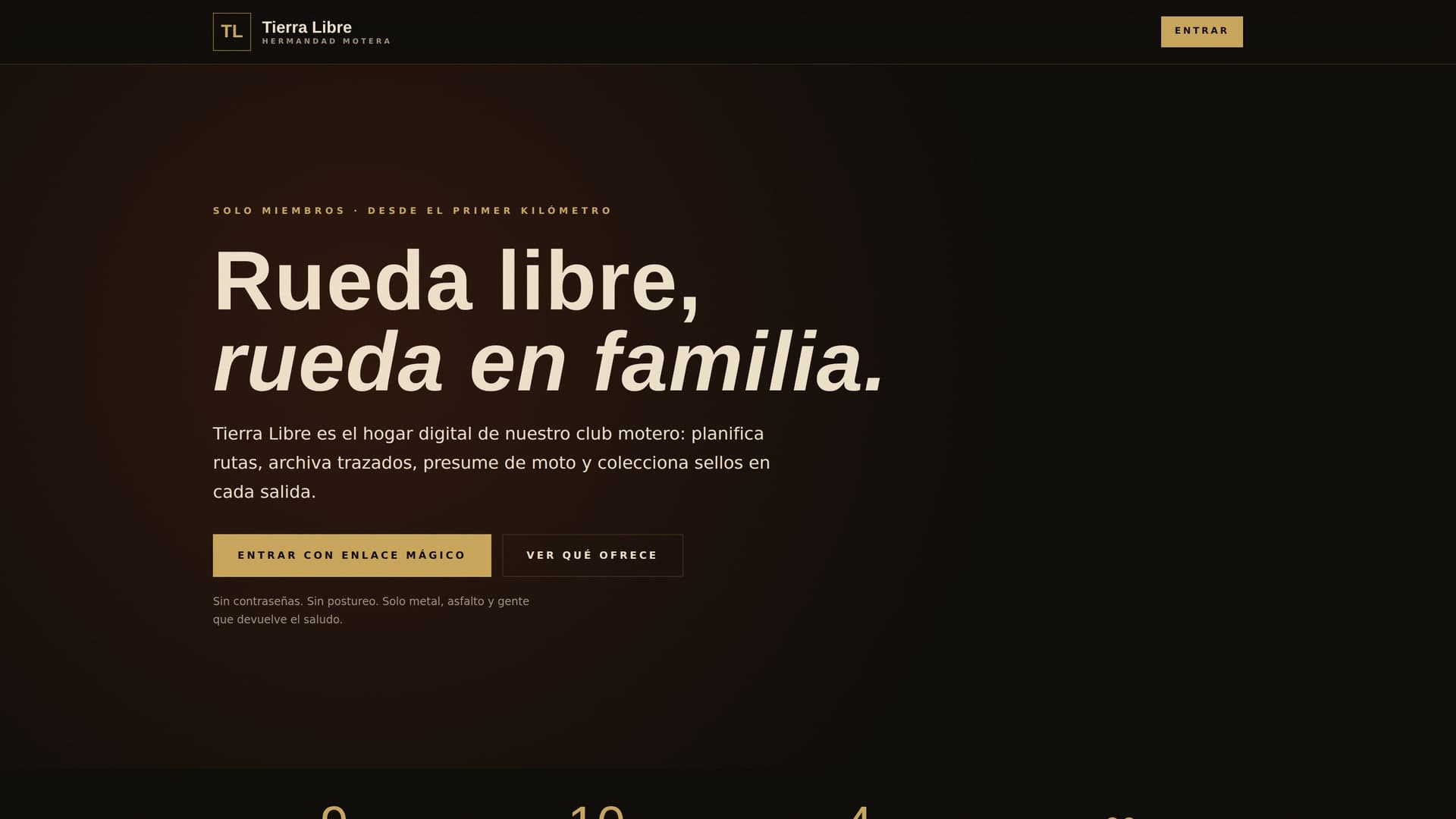 Tierra Libre — A digital clubhouse for a motorcycle brotherhood